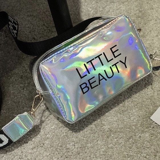 Женская голографическая сумка через плечо детская сумка LITTLE BEAUTY серая белая серебряная 00714-1 фото