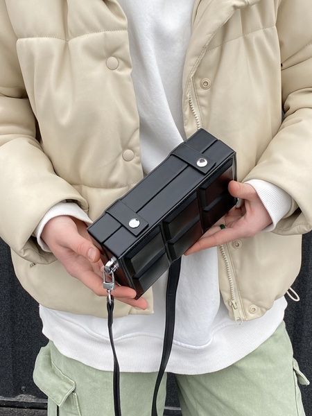Сумка прямоугольная FILWHITE BAG 5506 кросс-боди тренд квадратная через плечо шоколадка черная 00999-1 фото