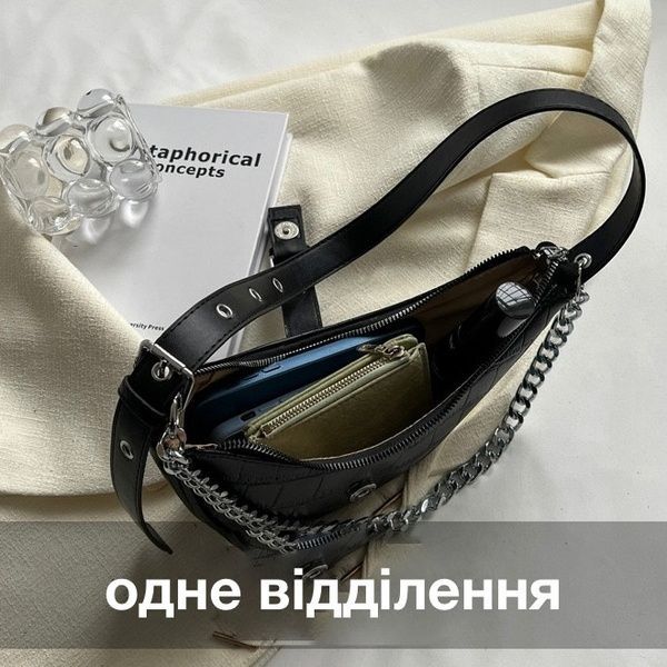 Жіноча сумка 7513 багет рептилія чорна 10367-2 фото
