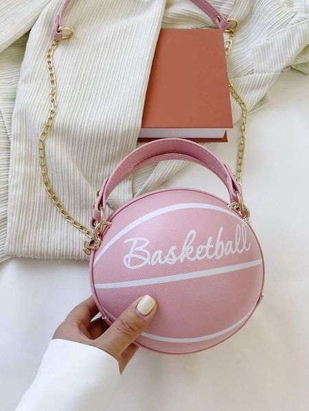 Жіноча кругла сумка BASKETBALL м'яч на ланцюжку рожева 10295-4 фото