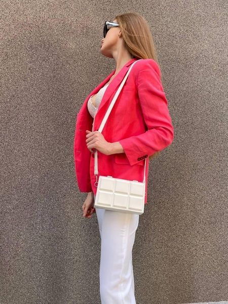 Сумка прямокутна FILWHITE BAG 5506 крос-боді тренд квадратна через плече шоколадка біла 00999-2 фото