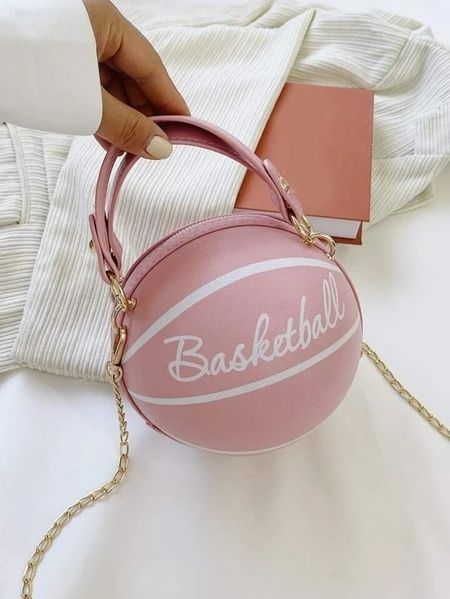 Жіноча кругла сумка BASKETBALL м'яч на ланцюжку рожева 10295-4 фото