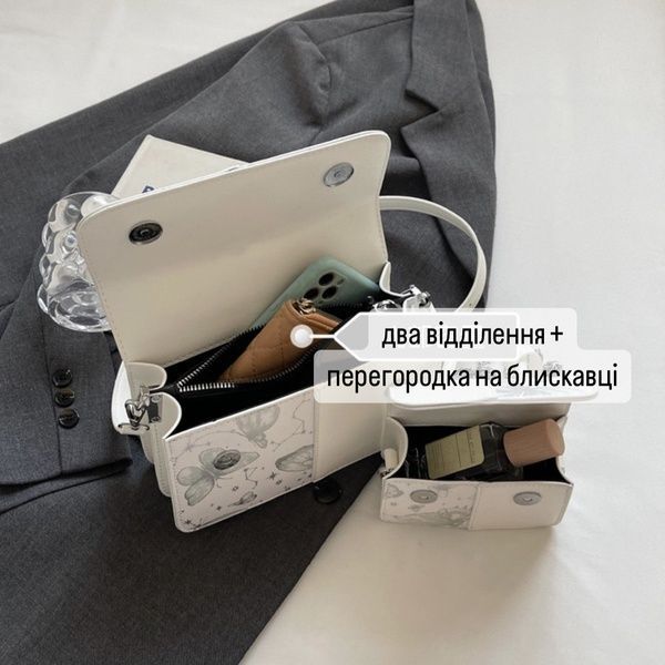 Жіноча сумка 9956 крос-боді велика з одною ручкою біла з рожевим 10381B фото