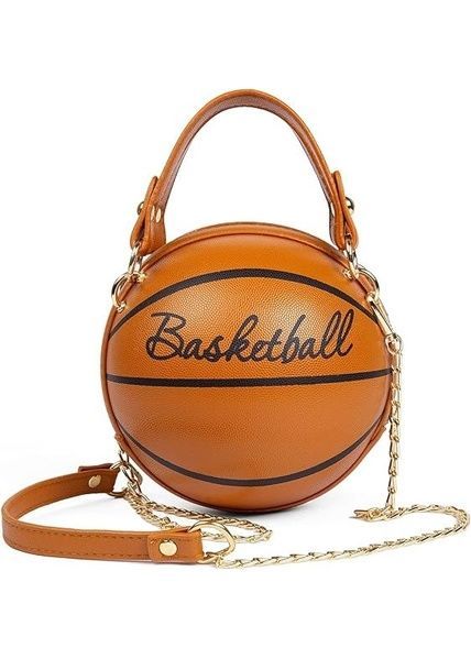 Жіноча кругла сумка BASKETBALL м'яч на ланцюжку коричнева 10295-3 фото