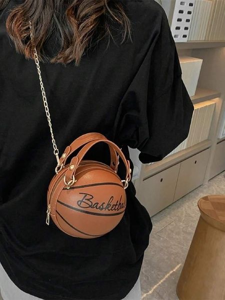 Жіноча кругла сумка BASKETBALL м'яч на ланцюжку коричнева 10295-3 фото