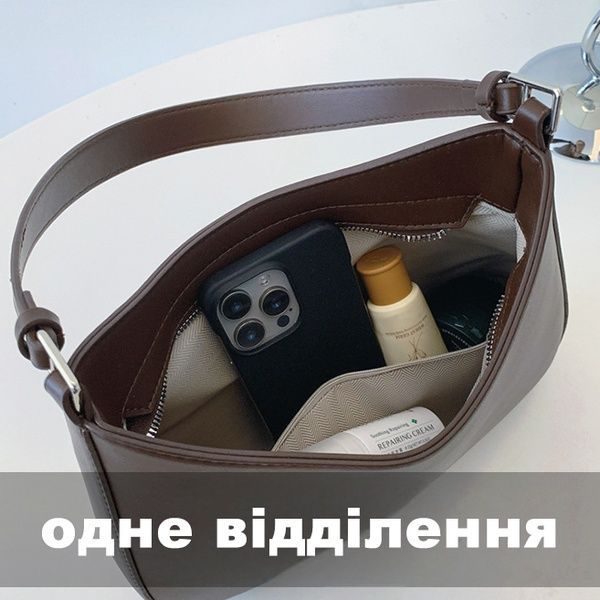 Жіноча класична сумка 3222 через плече клатч на короткій ручці багет коричнева 10428-2 фото