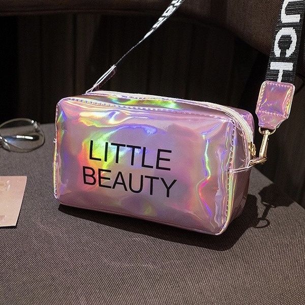 Женская голографическая сумка через плечо детская сумка LITTLE BEAUTY розовая 00714-2 фото