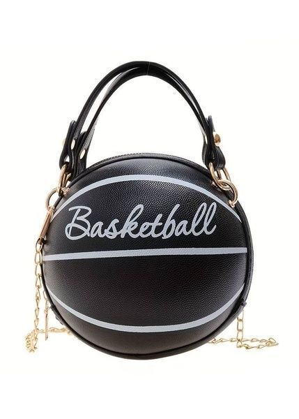 Жіноча кругла сумка BASKETBALL м'яч на ланцюжку чорна 10295-1 фото