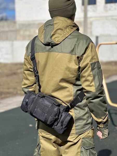 Поясна тактична сумка військова B04 MOLLE через плече моллі чорна 10153-5 фото