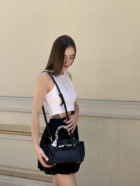 Женская черная сумка 23074 кросс-боди с двумя ручками 10309-1х фото