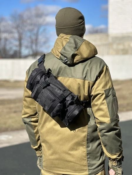 Поясна тактична сумка військова B04 MOLLE через плече моллі чорна 10153-5 фото