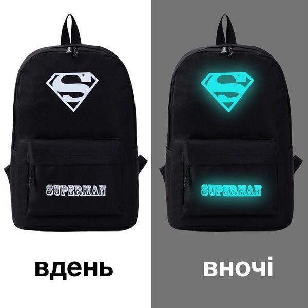 Фосфорный рюкзак школьный портфель мужской женский светящийся Superman 00411-9 фото