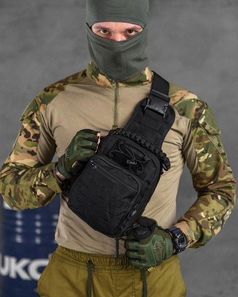 Тактична сумка ZE014 через плече військова сумка слінг чорна ZE014 фото