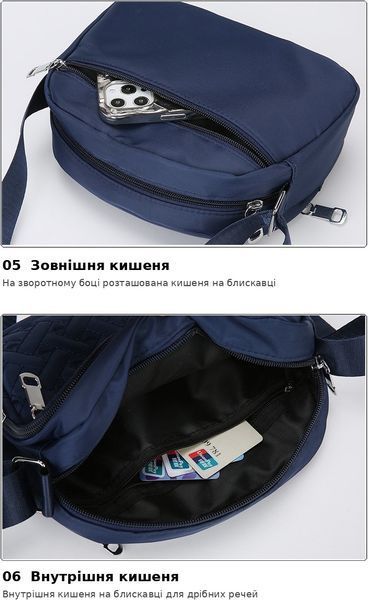 Жіноча класична сумка крос-боді 10625 на ремінці на три відділи чорна 10625 фото