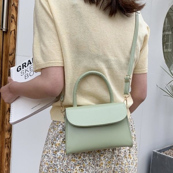 Женская классическая маленькая мини сумка кросс-боди на ремешке через плечо зеленая оливковая 00747F-3 фото