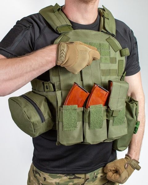 Плитоноска жилет тактичний A64 MOLLE олива зелена військова армійська 00931-2х фото
