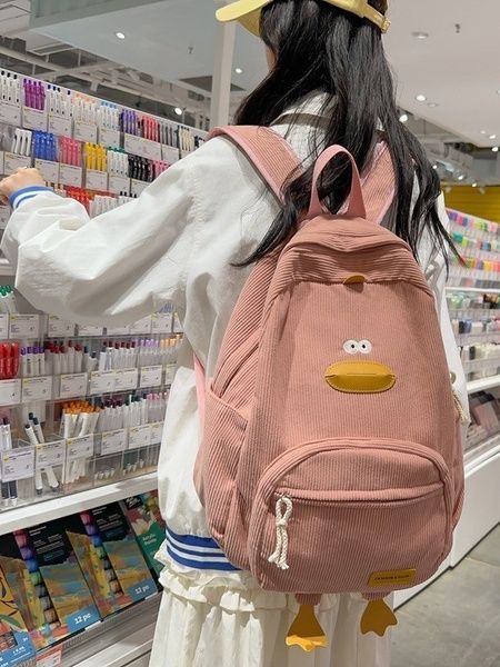 Рюкзак для девочки детский школьный портфель вельветовый розовый 10373 фото