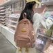 Рюкзак для девочки детский школьный портфель вельветовый розовый 10373 фото 3