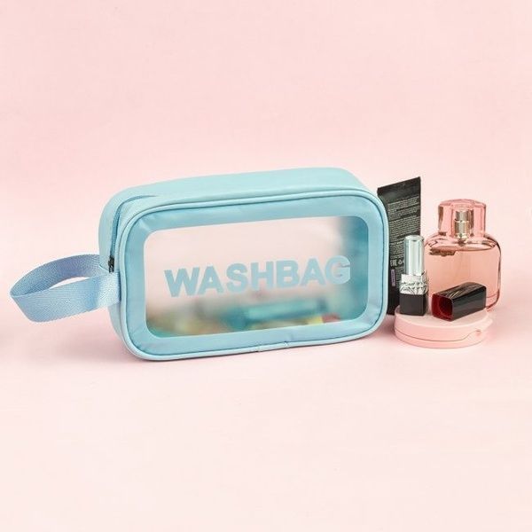 Женская косметичка органайзер WASHBAG SMALL с одной ручкой голубая 10201small-4 фото