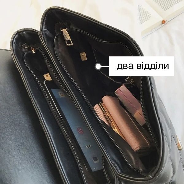 Жіноча велика класична сумка крос-боді через плече чорна 00820 фото