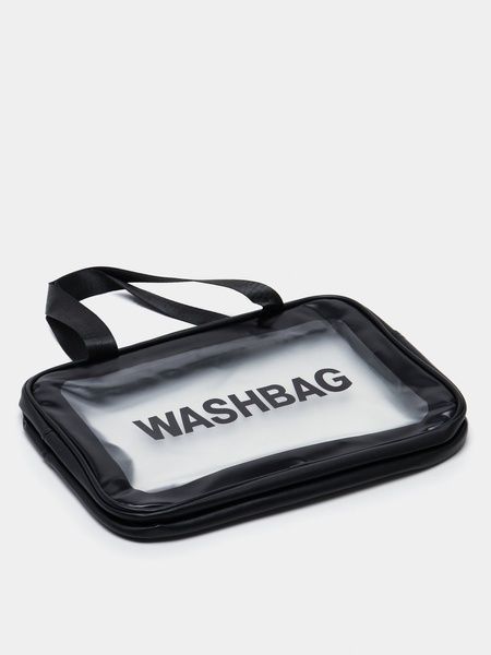 Женская косметичка органайзер WASHBAG MEDIUM с двумя ручками черная 10201medium-6 фото