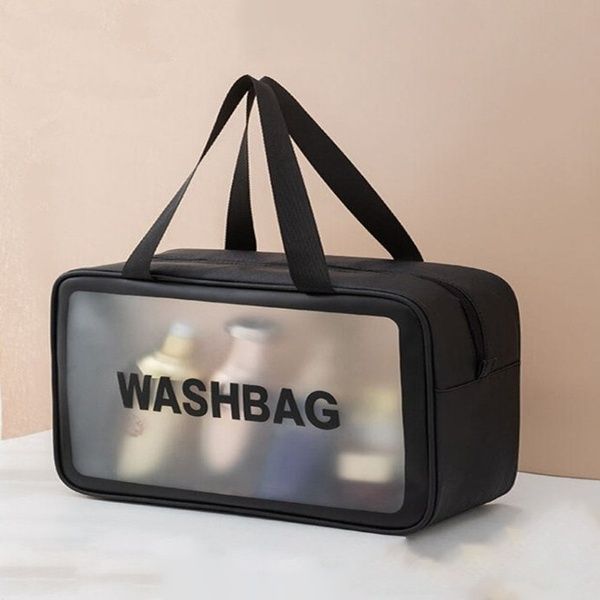 Женская косметичка органайзер WASHBAG MEDIUM с двумя ручками черная 10201medium-6 фото