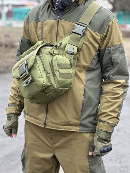 Тактическая военная сумка A03 через плечо олива зеленая 00958-1 фото
