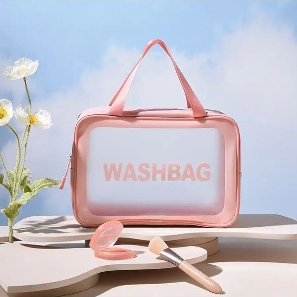 Женская косметичка органайзер WASHBAG BIG с двумя ручками розовая 10201big-1 фото
