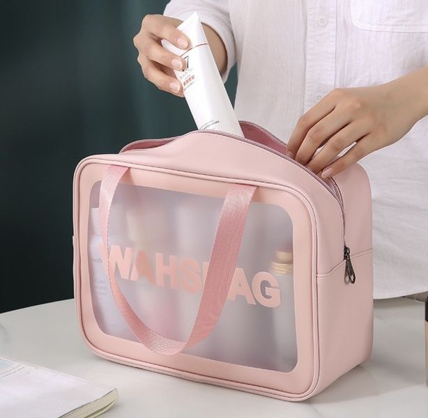 Женская косметичка органайзер WASHBAG BIG с двумя ручками розовая 10201big-1 фото