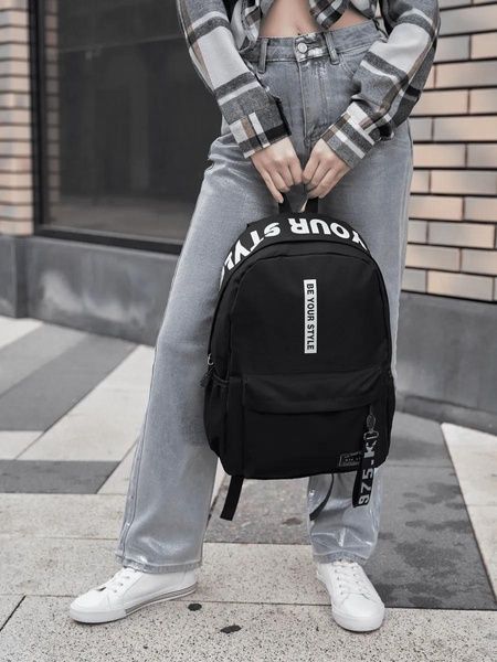 Рюкзак великий BE YOUR STYLE чоловічий жіночий шкільний портфель чорний 00752-3 фото