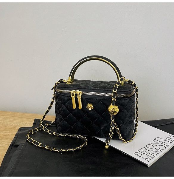Женская сумка-косметичка 2814 1032 Vanity Bag велюровая кросс-боди черная 10402-1 фото