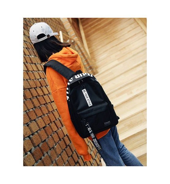 Рюкзак BE YOUR STYLE мужской женский детский школьный портфель черный с белым 00443-1x фото