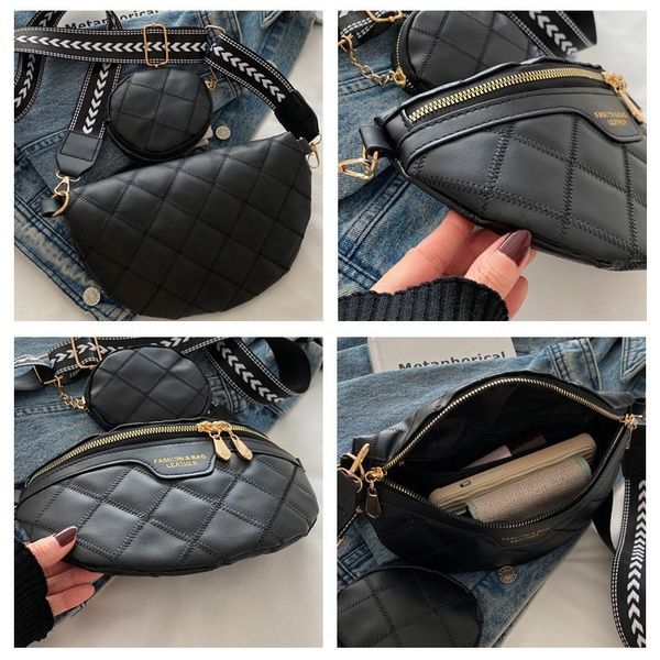 Жіноча класична сумка FASHION 10570 бананка крос-боді на ремінці через плече чорна 10570-1 фото